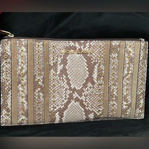 Michael Kors snakeskin print clutch